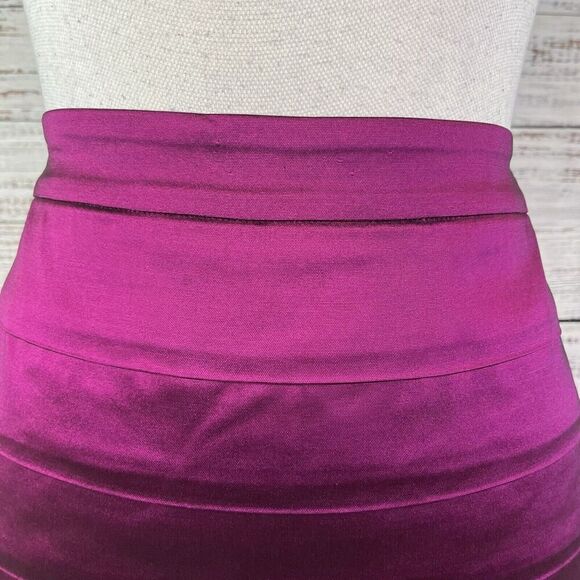 St. John Skirt sz 10 Magenta Taffeta Silk Straight Knee Wedding Cocktail Modest - Picture 5 of 10